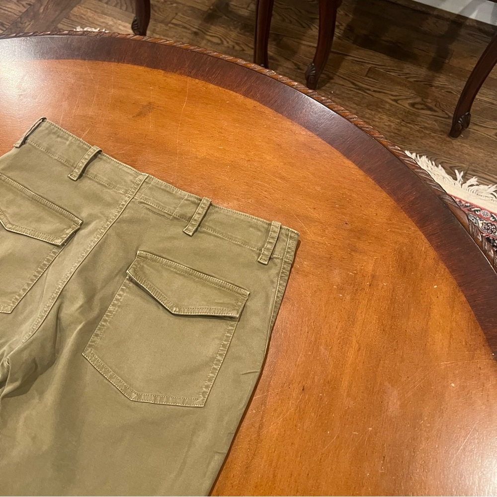 Nili Lotan Jenna Pant Low-Rise Twill Military Raw Hem Green Size 4 Patch Pockets - Picture 11 of 16